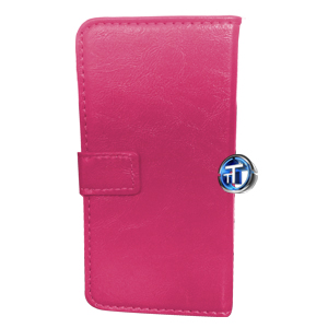 iPhone 5, 5S Luxury Designer Leather Flip Case in Hot Pink