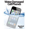 Water Damaged Mobile Cell Phone Half Submerged in Water Poster Poster on Thick UV Protected Paper (choose your language)  